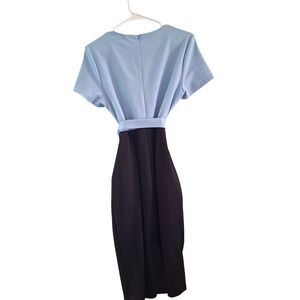 Vfshow Vfemage Sheath Dress Womens Blue Black Colorblock Short Sleeve Excellent